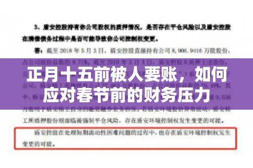 正月十五前被人要账，如何应对春节前的财务压力