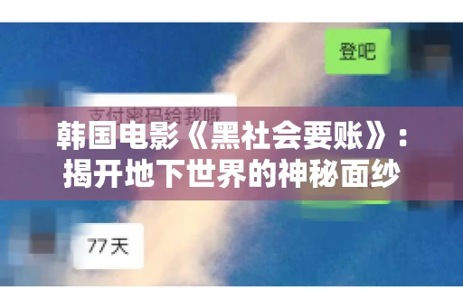 韩国电影《黑社会要账》:揭开地下世界的神秘面纱 韩国电影《黑社会要账》:揭开地下世界的神秘面纱