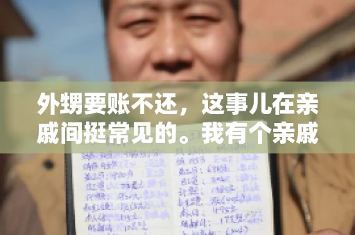 外甥要账不还,这事儿在亲戚间挺常见的。我有个亲戚,就碰上了这么一档子事儿。说起来,这事儿还挺有意思的,今天咱们就聊聊这个话题。 外甥要账不还,这事儿在亲戚间挺常见的。我有个亲戚,就碰上了这么一档子事儿。说起来,这事儿还挺有意思的,今天咱们就聊聊这个话题。