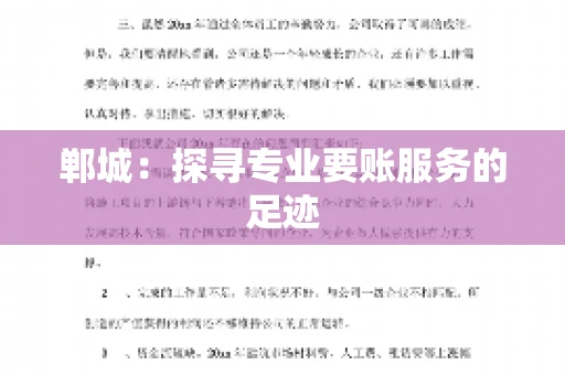 郸城:探寻专业要账服务的足迹 郸城:探寻专业要账服务的足迹